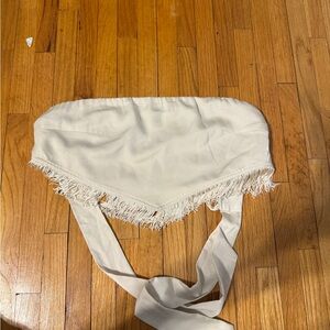 Cream Fringe Strapless Top